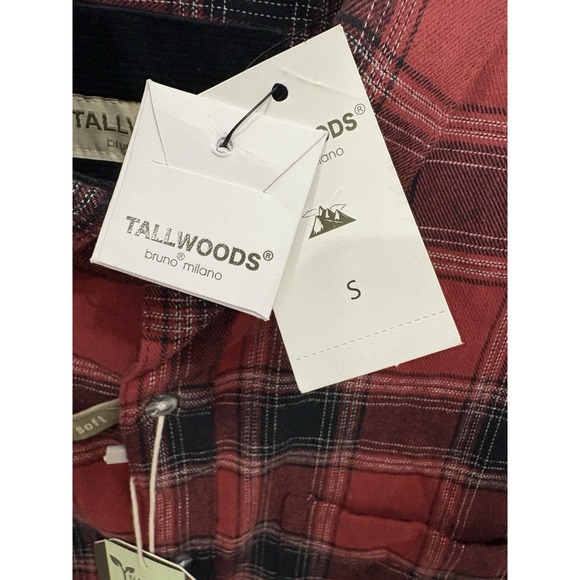 Tallwoods Bruno Milano Red Plaid Flannel Button Up‎ Men's Size Small - Picture 7 of 8